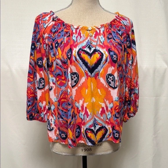 Tribal Vibrant Multicolor Women's Top - Picture 2 of 10